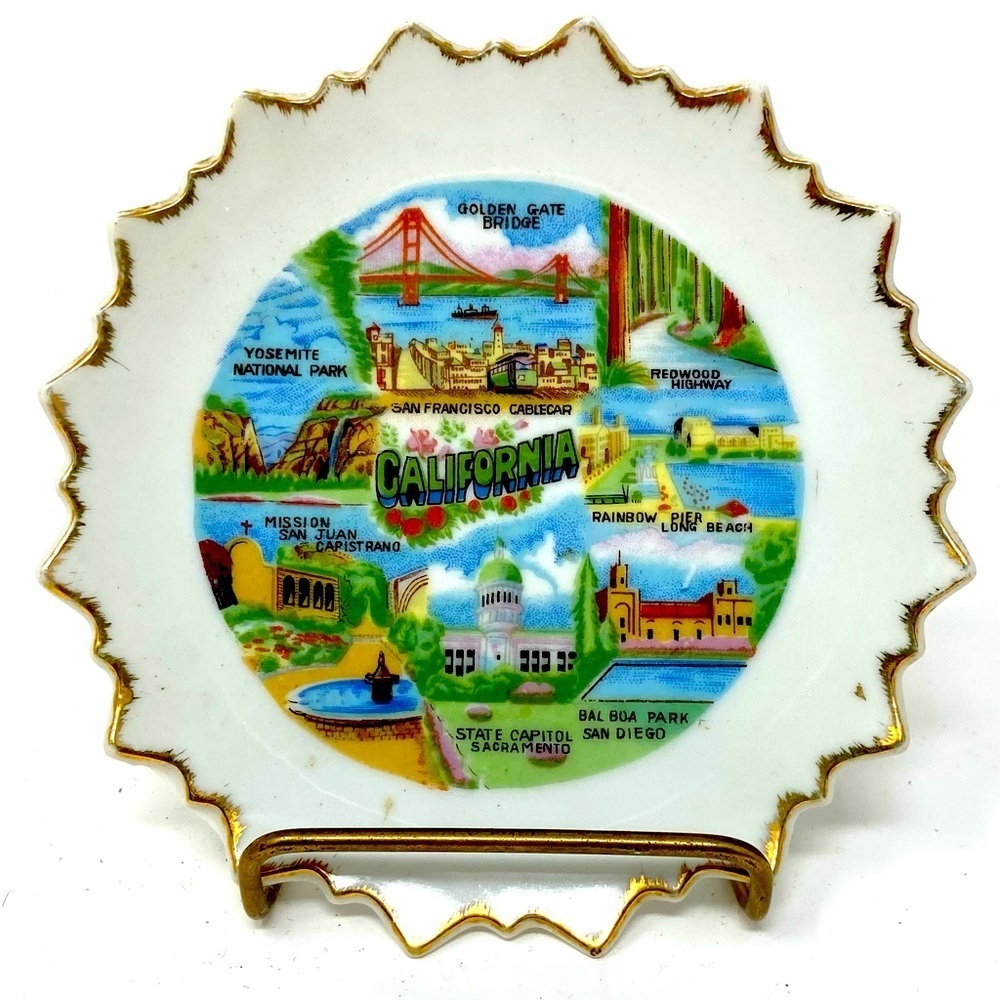 Beautiful California City Tour Souvenir Plate, 5”